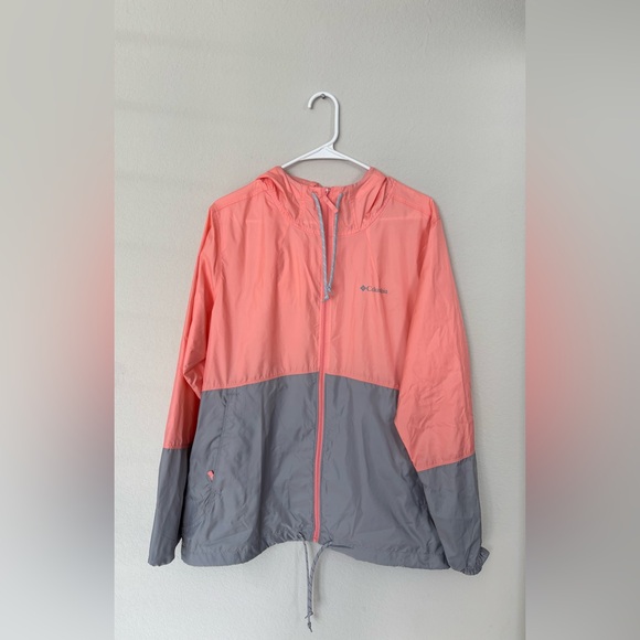 Columbia Windbreaker Rain Jacket Coat Pink and Grey size large - Picture 1 of 11